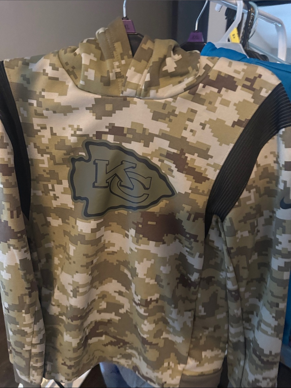 NFL Camo Pullover with American Flag Patch - Tan/Olive/Brown